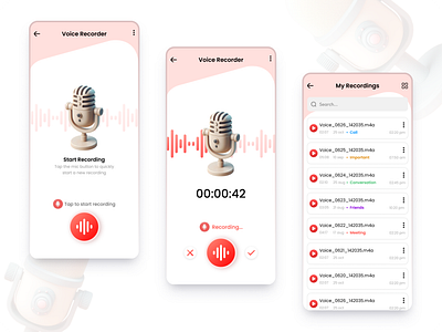 Voice Recorder App Concept app application design branding creative design design mind graphic design illustration logo motion graphics ui