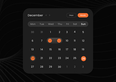 Calendar Component Design | UI Elements calendar component dark theme dashboard elements ui