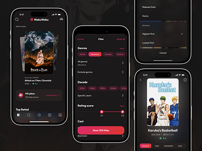 Anime Mobile App anime app app app design app interfaces best app design best ui design filter ui mobile mobile app design mobile app ui mobile ui mobile ui design mobile ux modern app ui online cinema ui ui design ui ux design ux