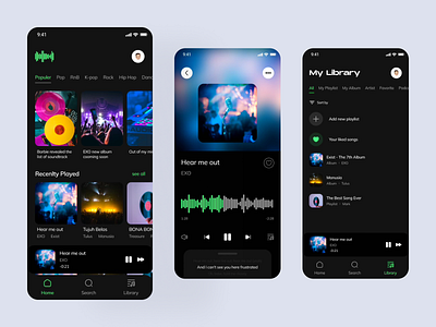 Music Streaming Mobile Application app branding design mobile app mobile apps mobile design mobile design application mobile design apps music app music apps music streaming spotify ui uiux uiux design user interface ux visual design