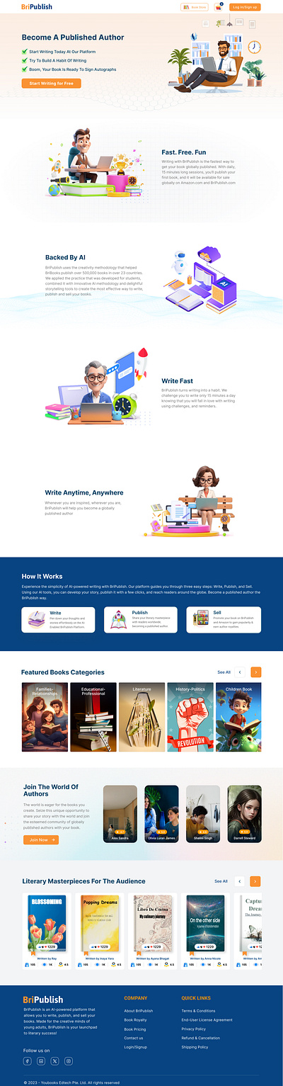 BriPublish Book Writing Platform app branding graphic design motion graphics product ui ux