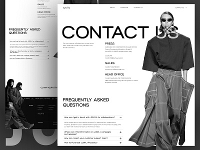 JUUN.J - Bold Modern Clothing Website Design - Contact Us Page clothing company profile contact contact form contact page contact us fashion form get in touch landing page minimal minimalism modern ui ui design user interface ux web design website website design