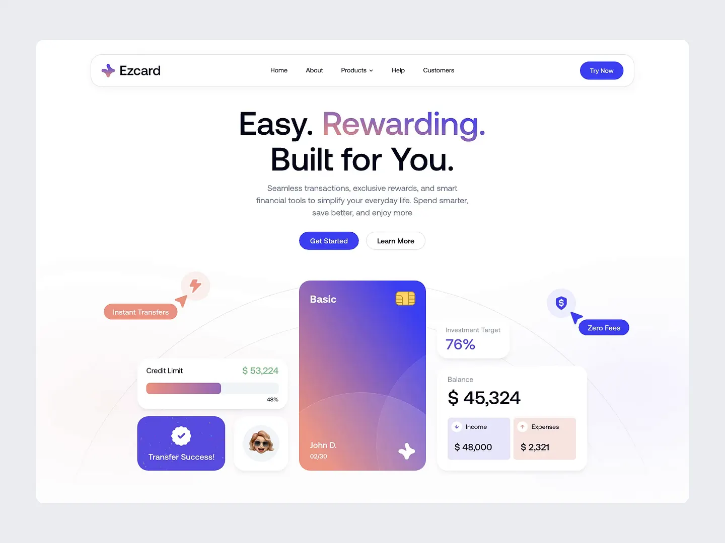 Innovative Tagline Section for ezCard Website