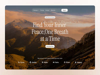 Hero Section ai brown design hero hero section nature peace ui ux web app