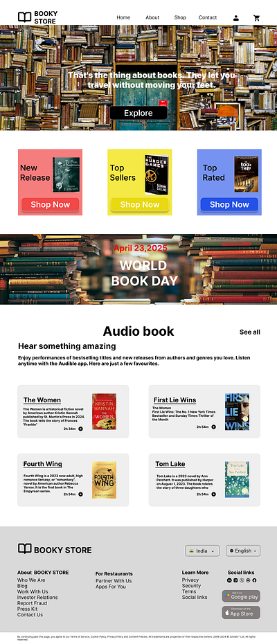 Landing page for a book store dailyui design figma ui uiux