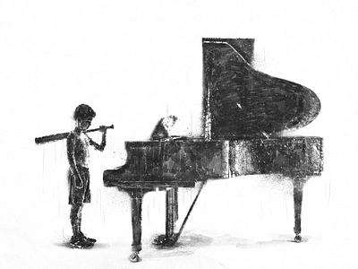 Pianist art artists illustration social comentary street art