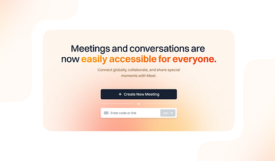 Create New Meeting - User Interface Design - Meet, meeting branding create new meeting design framer graphic design landing meet meeting modern orange ui