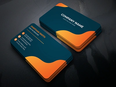 Luxury and clean Business card design contact number contact us today expertise green black color icons minilist orange color premium efficient quality service reliable social media handles tailored solutions visit our website website url