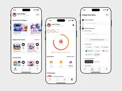 LUMO : Bedtime Stories with AI ai app app app design audiobooks figma graphic design ios app library story story telling app ui uiux ux