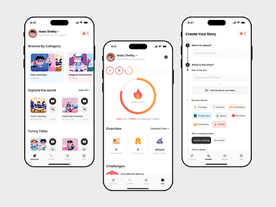 LUMO : Bedtime Stories with AI ai app app app design audiobooks figma graphic design ios app library story story telling app ui uiux ux