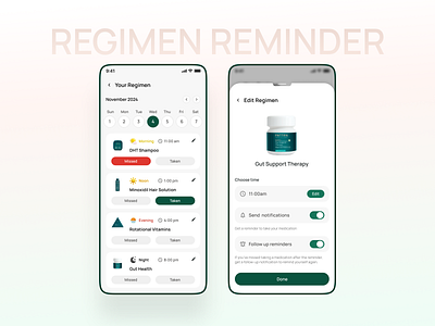 Pattrn Regimen Reminder app design regimen tracker ui uiux