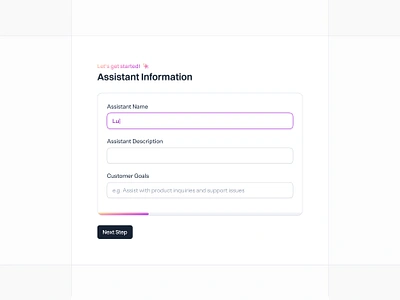 Create Assistant Page - Assistant Information - Modal ai ai design assistant assistant information branding create design gradiend graphic design input light modal design modern page responsive ui white