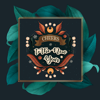 Cheers To The New Year ! 2025 adobe art behance celebration dpicso drawing flowers graphic graphic design hand drawn illustration new year pranjal procreate sticker