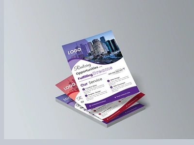 Creative corporate Flyer Design template about us bundle company name comprehensive expertise highlights icons infographics image limited time offer logo mission vision professional reliable services products special offer tagline slogan website email phone number