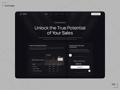 AdTrial - E-commerce Optimization Home page design dark theme design e commerce home page uiux design websites design