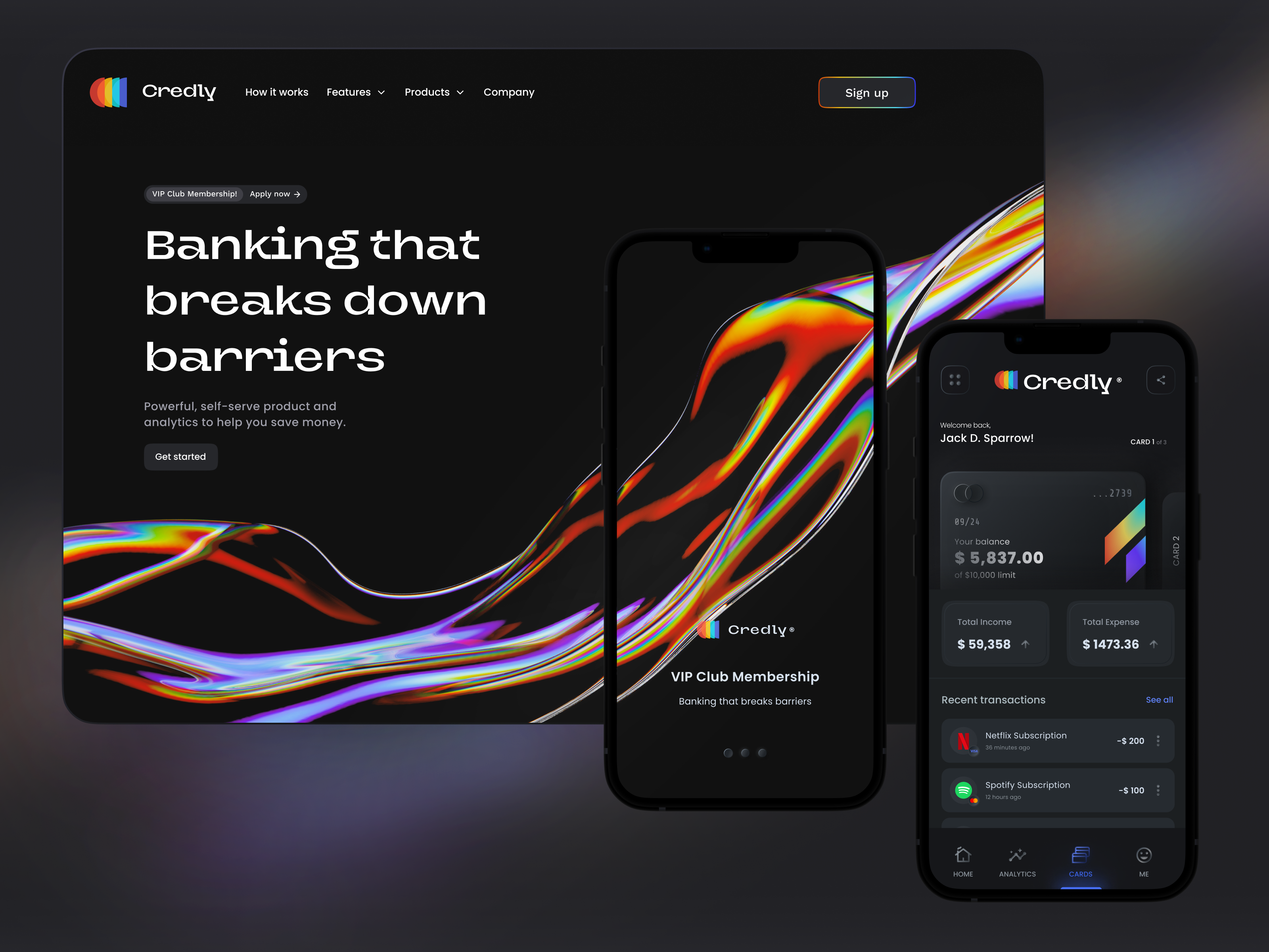 Credly - Fintech mobile app - Website banking cards charts finance fintech hero fintech landing page fintech mobile app fintech website hero section home page landing page mobile app mobile design neobank neumorphism startup trading ui web design website