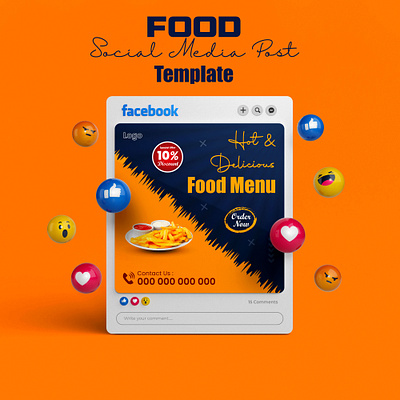 Delicious Food Social Media post design. beverages dine with us eye catching typography facebook post food icons fresh ingredients gourmet cuisine juicy tender kids menu limited time offer main course mouthwatering new arrivals order now social media handles special menu spicy savory tasty delights todays specials visit us