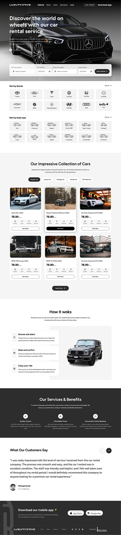 Luxury Drive branding car rental figma landing page ui ui ux design user exprince user interface website design