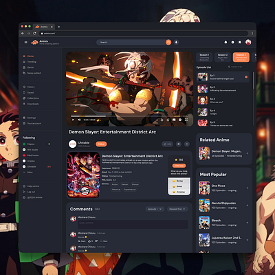 Animix - Anime Streaming Platform anime design movie stream ui uiux web website website design