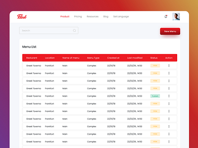 Restaurant Menu List Design For Web Application application design figma grahic design list design minimal modern list prototype resturant application ui design ux ux design web application