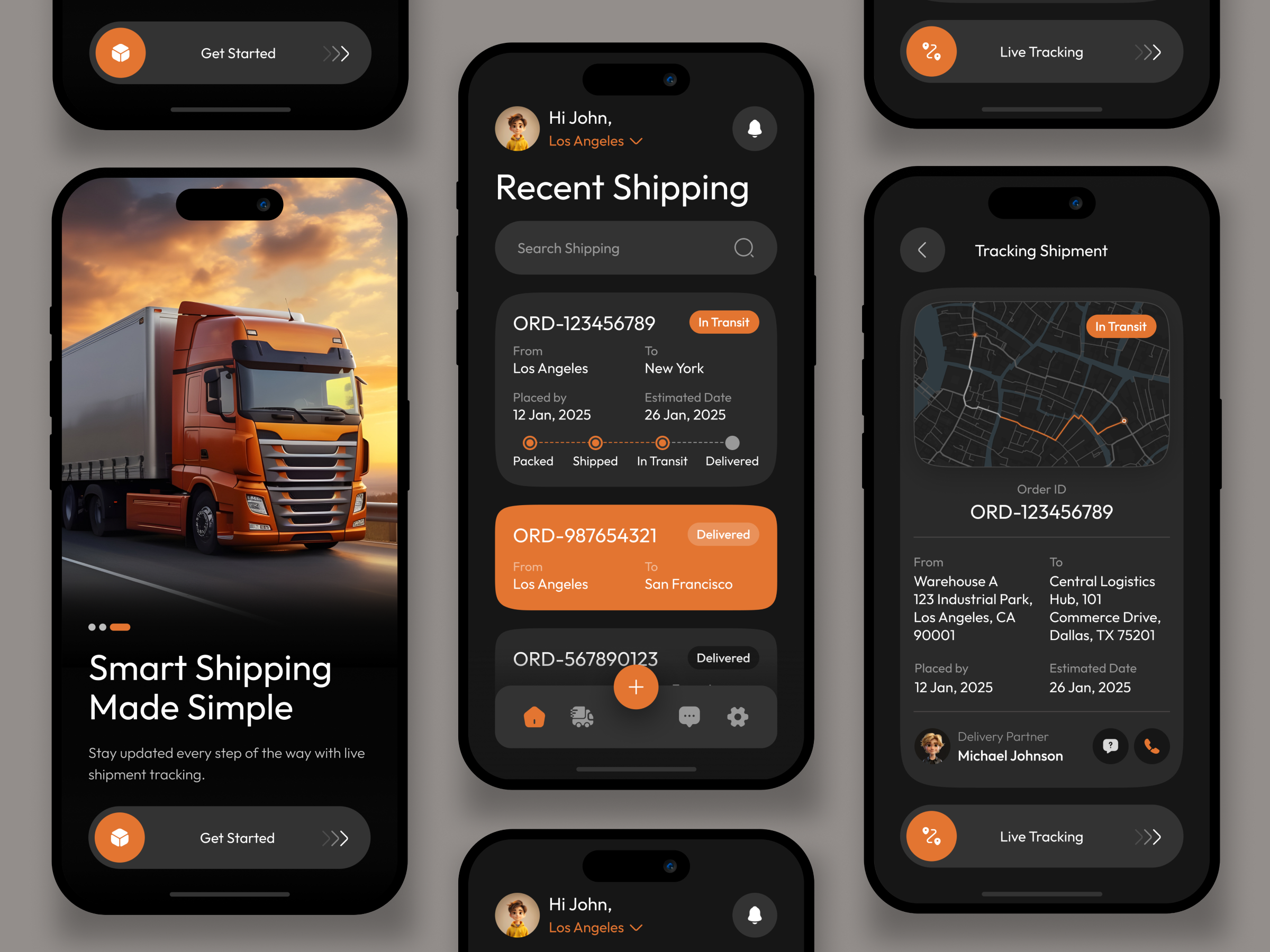 LoadSphere - Logistics Mobile App delivery dribbble loadsphere logisticsapp logtistic mobileappdesign package realtimetracking shipping shippingmadesimple transporation uiuxdesign