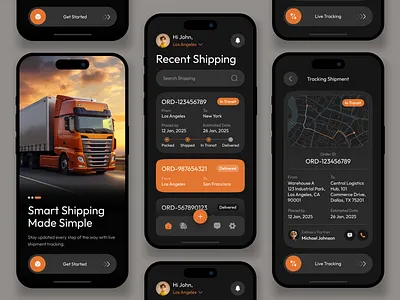 LoadSphere - Logistics Mobile App delivery dribbble loadsphere logisticsapp logtistic mobileappdesign package realtimetracking shipping shippingmadesimple transporation uiuxdesign