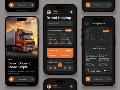 LoadSphere - Logistics Mobile App delivery dribbble loadsphere logisticsapp logtistic mobileappdesign package realtimetracking shipping shippingmadesimple transporation uiuxdesign