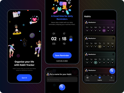 Habits Tracker Mobile App 3d app application design creative design design mind graphic design illustration logo ui