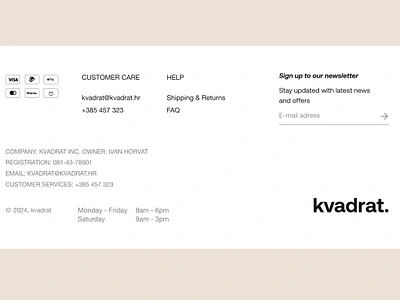 kvadrat pt.03 design ecommerce footer store ui ux web