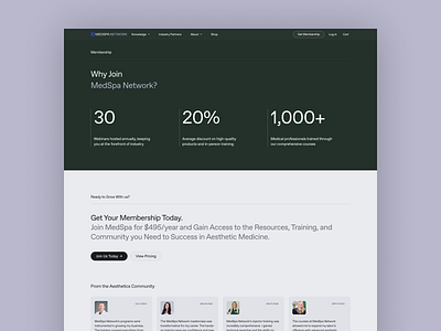 Aesthetic Medicine Expert Platform - Web Design about design desktop green hero homepage kpi membership mobile numbers off white product design rwd subpage testimonials typography ui ux web website