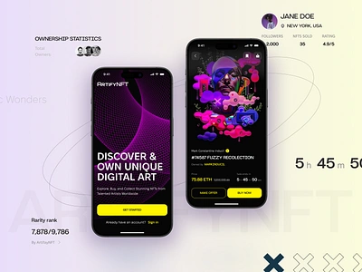 🌟NFT Marketplace App – Design Concept / mobile app app branding design fashion graphic design icon minimal nft typography ui ux web