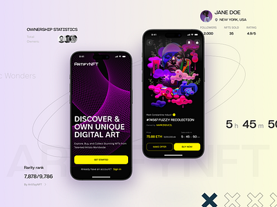 🌟NFT Marketplace App – Design Concept / mobile app app branding design fashion graphic design icon minimal nft typography ui ux web