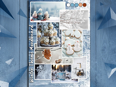 WINTER THEME MOOD BOARD adobe photoshop brushes color theme design designing graphic design mood board post