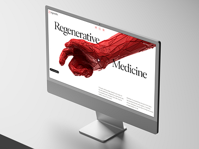 regenetix: AI Regenerative Medicine - Tissue Engineering Hero UI 3d hand bioengineering biotech biotech landing page biotech web design biotech website biotechnology cell therapy clean digital health lab grown tissue medical research minimal modern organ regeneration red regenerative medicine stem cell therapeutic tissue engineering