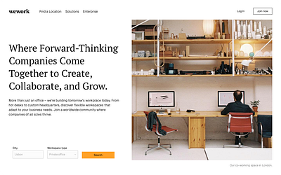 WeWork Redesign - Web Design dashboard hero section office ui ui ux web design wework