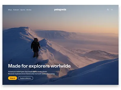 Patagonia hero section redesign - web design apparel web design clothing store clothing web design mountaineering patagonia redesign concept web design