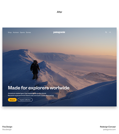 Patagonia hero section redesign - web design apparel web design clothing store clothing web design mountaineering patagonia redesign concept web design