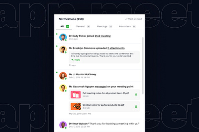 Case Study: Notifications - Web App UI/UX Design - App.Meet appdesign casestudy collaborationtools dashboarddesign designshowcase designsystem digitalproductdesign enterpriseapps interactivedesign minimaldesign responsivedesign saasdesign uiuxdesign userexperience userinterface uxcasestudy webapplication webappui webdesign wireframes
