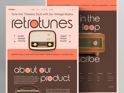 Nostalgix Retro Radio Landing Page creativedirection ecommercedesign landingpage minimalistdesign productlandingpage responsivedesign retrodesign shopifystore uiux uiuxdesign vintageradio webdesign