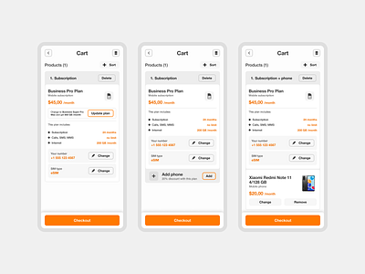 Service e-commerce cart variants buy cart checkout design device ecommerce flat mobile modern plan process service shop sim subscription telco ui ux web website