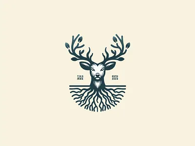 Natural deer logo animal brand branding deer design graphic design green icon illustration leaf logo logos nature roots travel trees ui wild wild life