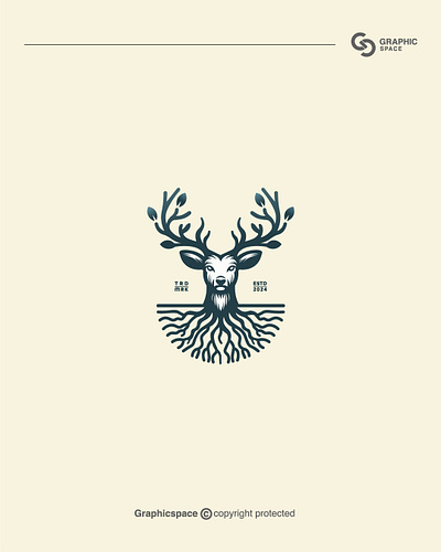 Natural deer logo animal brand branding deer design graphic design green icon illustration leaf logo logos nature roots travel trees ui wild wild life