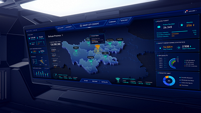 Digital Twins & Smart city Model big screen city dark ui dashboard data data visualization digital digital twins digital visualization map smart city smart factory ui ui design