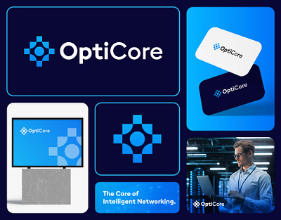 Opticore- Network solution | Tech | Modern | Logo Design branding connection logo creative data analytics logo design graphic design grid logo logo minimal minimalist modern network solution logo networking logo pixel logo saas logo tech logo