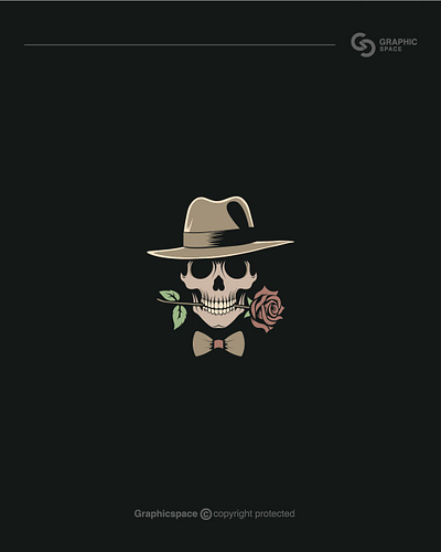 Gentleman Skull and Red Flower 3d animal animation branding creepy death flower graphic design hat icon illustration life logo logos man motion graphics people skull ui wild