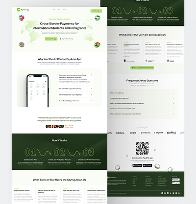 Fintech landing page for International students and Immigrants ed tech educational payment fintech illustration landing page mobile ui school payment ui design ui ux web page