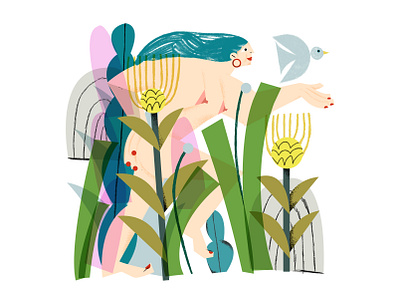 draw it in your style challenge - naida mazzenga character editorial flowers illustration illustrator magdaazab nature woman women