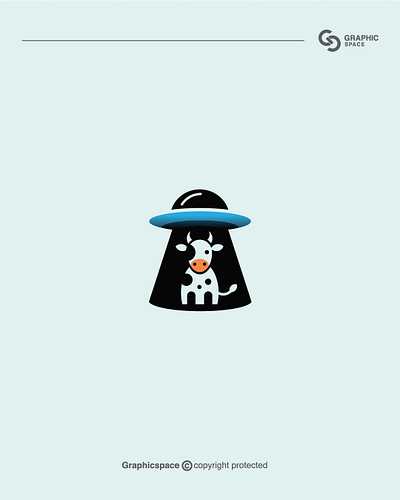 UFO and Cow logo 3d alien animal animation brand branding cow design graphic design icon illustration logo logos motion graphics spaceship ufo wild