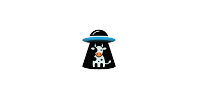 UFO and Cow logo 3d alien animal animation brand branding cow design graphic design icon illustration logo logos motion graphics spaceship ufo wild