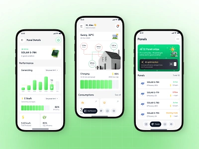 AI-Driven Solar Panel App UI UX Design | Renewable Energy ai optimized solar android app app design app ui design app ui designer app ui ux design energy dashboard design figma design focotik ios app design ios application mobile app design smart energy management solar energy app solar tracking app ui ui design ui ux design website designer